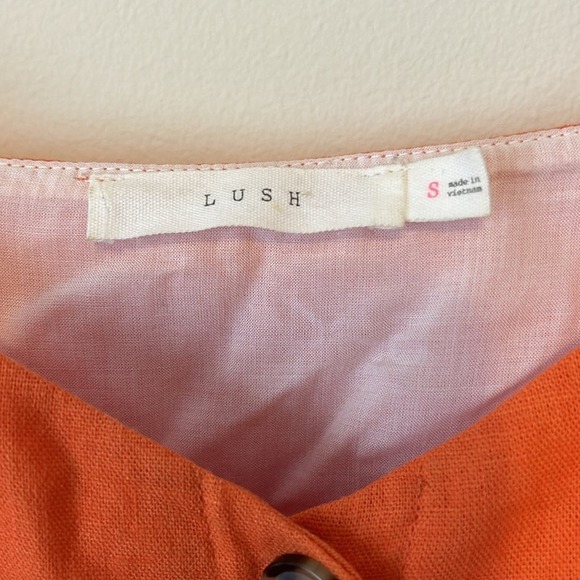 Lush Dress Button Front Orange Small - Picture 2 of 4